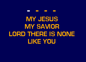 MY JESUS
MY SAVIUR

LORD THERE IS NONE
LIKE YOU