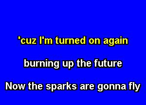 'cuz I'm turned on again

burning up the future

Now the sparks are gonna fly