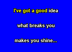 I've got a good idea

what breaks you

makes you shine...