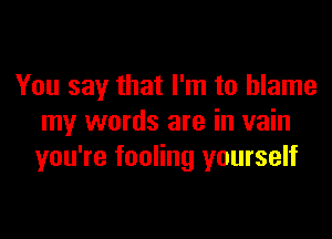 You say that I'm to blame

my words are in vain
you're fooling yourself