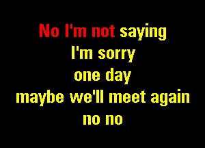 No I'm not saying
I'm sorry

one day
maybe we'll meet again
no no