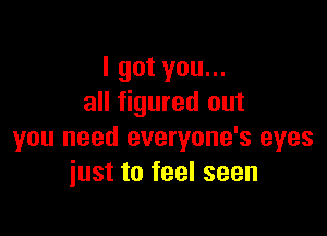 I got you...
all figured out

you need everyone's eyes
just to feel seen