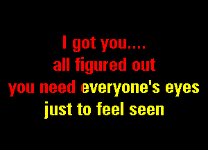 I got you....
all figured out

you need everyone's eyes
just to feel seen