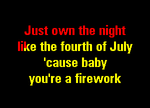 Just own the night
like the fourth of July

'cause baby
you're a firework