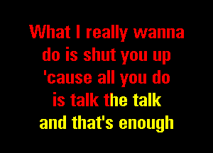 What I really wanna
do is shut you up

'cause all you do
is talk the talk
and that's enough