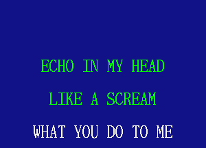 ECHO IN MY HEAD
LIKE A SCREAM

WHAT YOU DO TO ME I