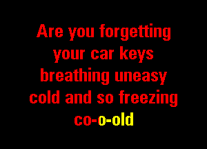 Are you forgetting
your car keys

breathing uneasy
cold and so freezing
co-o-old