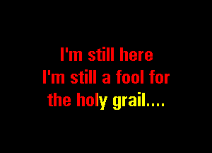 I'm still here

I'm still a fool for
the holy grail....