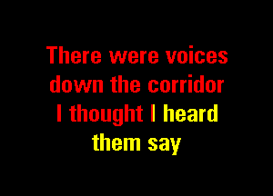 There were voices
down the corridor

I thought I heard
them say