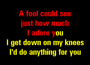 A fool could see
just how much

I adore you
I get down on my knees
I'd do anything for you