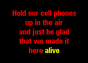 Hold our cell phones
up in the air

and just be glad
that we made it
here alive