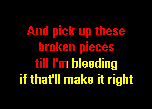 And pick up these
broken pieces

till I'm bleeding
if that'll make it right