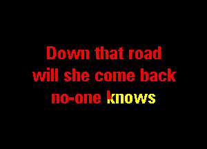 Down that road

will she come back
no-one knows