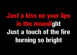 Just a kiss on your lips
in the moonlight
Just a touch of the fire
burning so bright