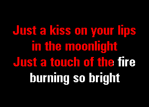 Just a kiss on your lips
in the moonlight
Just a touch of the fire
burning so bright