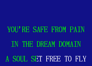 YOURE SAFE FROM PAIN
IN THE DREAM DOMAIN
A SOUL SET FREE TO FLY