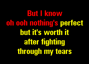 But I know
oh ooh nothing's perfect

but it's worth it
after fighting
through my tears