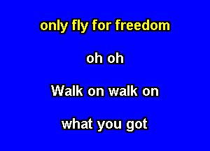 only fly for freedom
oh oh

Walk on walk on

what you got