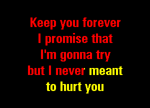 Keep you forever
I promise that

I'm gonna try
but I never meant
to hurt you