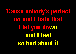 'Cause nobody's perfect
no and I hate that

I let you down
and I feel
so had about it