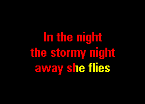 In the night

the stormy night
awayr she flies