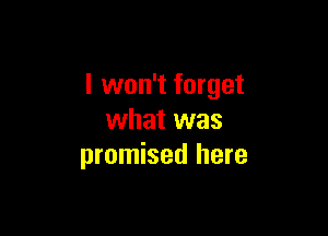 I won't forget

what was
promised here