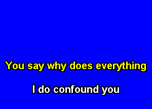 You say why does everything

I do confound you