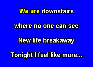 We are downstairs
where no one can see

New life breakaway

Tonight I feel like more...