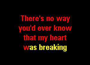 There's no way
you'd ever know

that my heart
was breaking