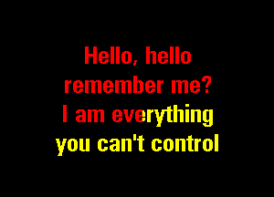Hello, hello
remember me?

I am everything
you can't control