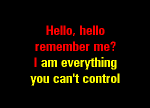 Hello, hello
remember me?

I am everything
you can't control