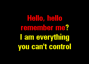 Hello, hello
remember me?

I am everything
you can't control