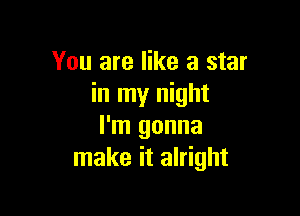 You are like a star
in my night

I'm gonna
make it alright