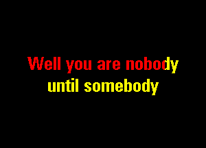 Well you are nobody

until somebody