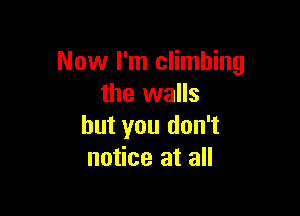 Now I'm climbing
the walls

but you don't
notice at all