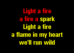 Light a fire
a fire a spark

Light a fire
a flame in my heart
we'll run wild