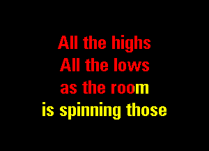 All the highs
All the lows

as the room
is spinning those