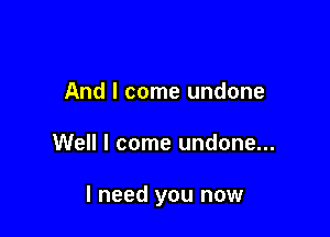 And I come undone

Well I come undone...

I need you now