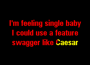 I'm feeling single baby

I could use a feature
swagger like Caesar