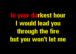 In your darkest hour
I would lead you

through the fire
but you won't let me
