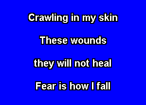 Crawling in my skin

These wounds
they will not heal

Fear is how I fall