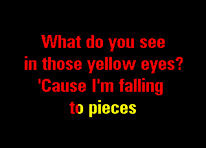 What do you see
in those yellow eyes?

'Cause I'm falling
to pieces
