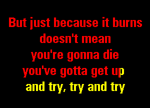 But iust because it burns
doesn't mean
you're gonna die
you've gotta get up
and try, try and try