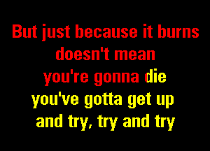 But iust because it burns
doesn't mean
you're gonna die
you've gotta get up
and try, try and try