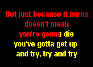 But iust because it burns
doesn't mean
you're gonna die
you've gotta get up
and try, try and try
