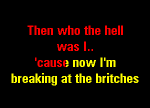 Then who the hell
was l..

'cause now I'm
breaking at the hritches