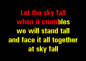 Let the sky fall
when it crumbles

we will stand tall
and face it all together

at sky fall