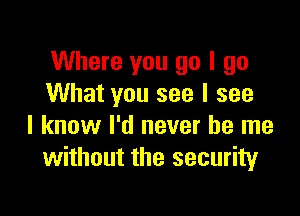 Where you go I go
What you see I see

I know I'd never be me
without the security