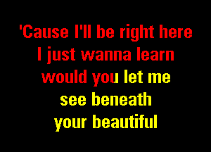 'Cause I'll be right here
I just wanna learn

would you let me
see beneath
your beautiful