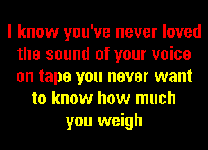 I know you've never loved
the sound of your voice
on tape you never want

to know how much
you weigh